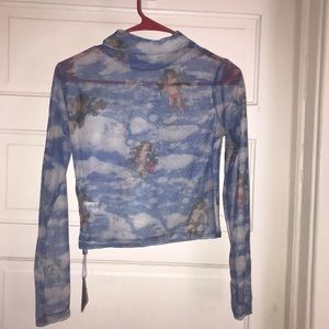 mesh angel long sleeve crop top